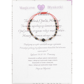 Bransoletka celebrytka czarny TURMALIN OPAL HEMATYT ochrona i przyjaźń